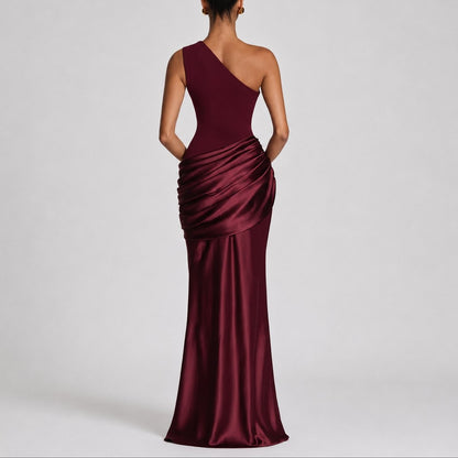 maxikleid-damen-one-shoulder-satin
