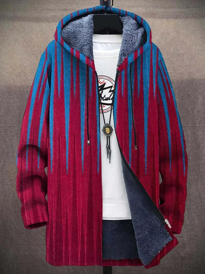 Classic Hooded Jacket for Men Abstract-Print Fleece-Lined