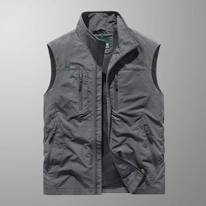 Classic Utility Vest for Men Multi-Pocket Zip-Front