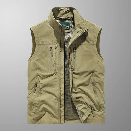 Classic Utility Vest for Men Multi-Pocket Zip-Front