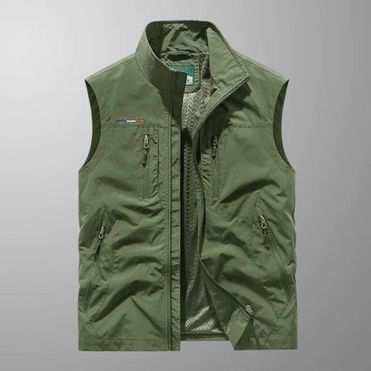 Classic Utility Vest for Men Multi-Pocket Zip-Front