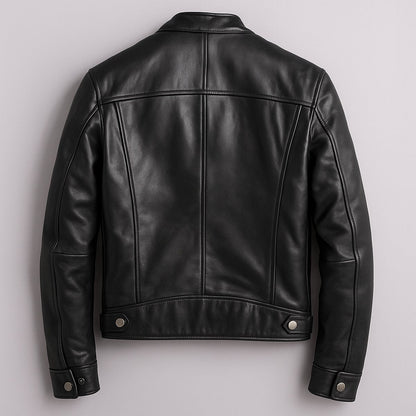 Classic Leather Jacket for Men Moto Full-Zip
