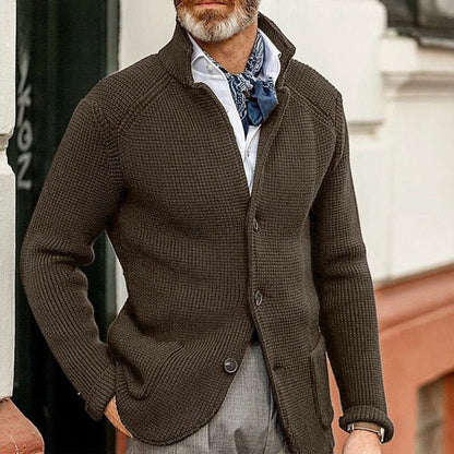Classic Cardigan for Men Waffle-Knit Button-Front