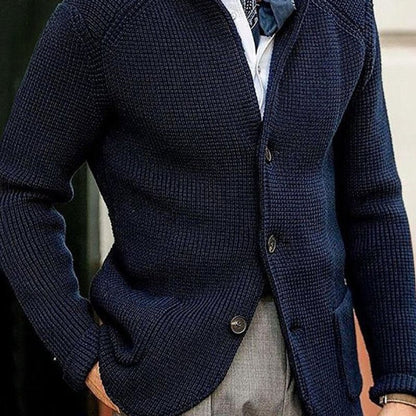 Classic Cardigan for Men Waffle-Knit Button-Front
