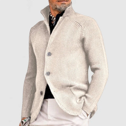 Classic Cardigan for Men Waffle-Knit Button-Front