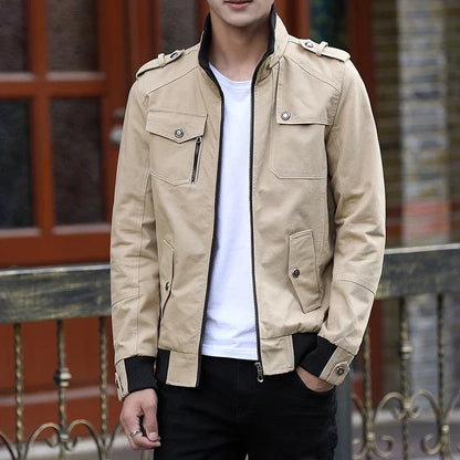 Classic Bomber Jacket for Men Zip-Up Multi-Pocket