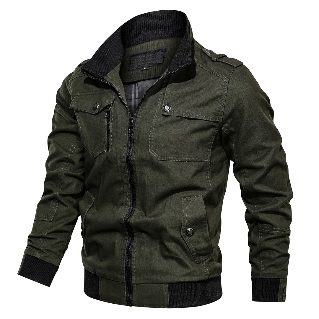 Classic Bomber Jacket for Men Zip-Up Multi-Pocket
