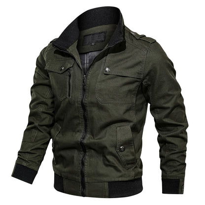 Classic Bomber Jacket for Men Zip-Up Multi-Pocket