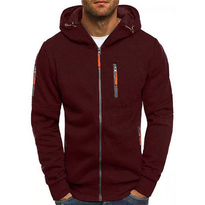 Classic Zip-Up Hoodie for Men Hooded Long-Sleeve