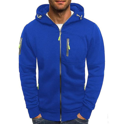 Classic Zip-Up Hoodie for Men Hooded Long-Sleeve
