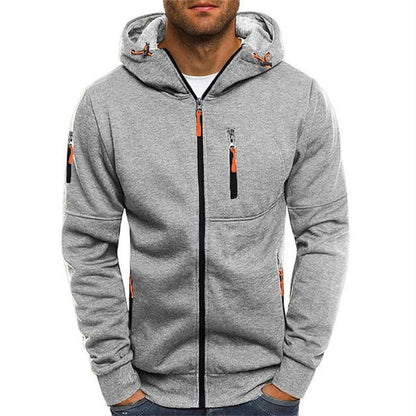 Classic Zip-Up Hoodie for Men Hooded Long-Sleeve