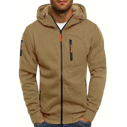Classic Zip-Up Hoodie for Men Hooded Long-Sleeve