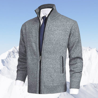 Classic Cardigan for Men Zip-Up Stand-Collar