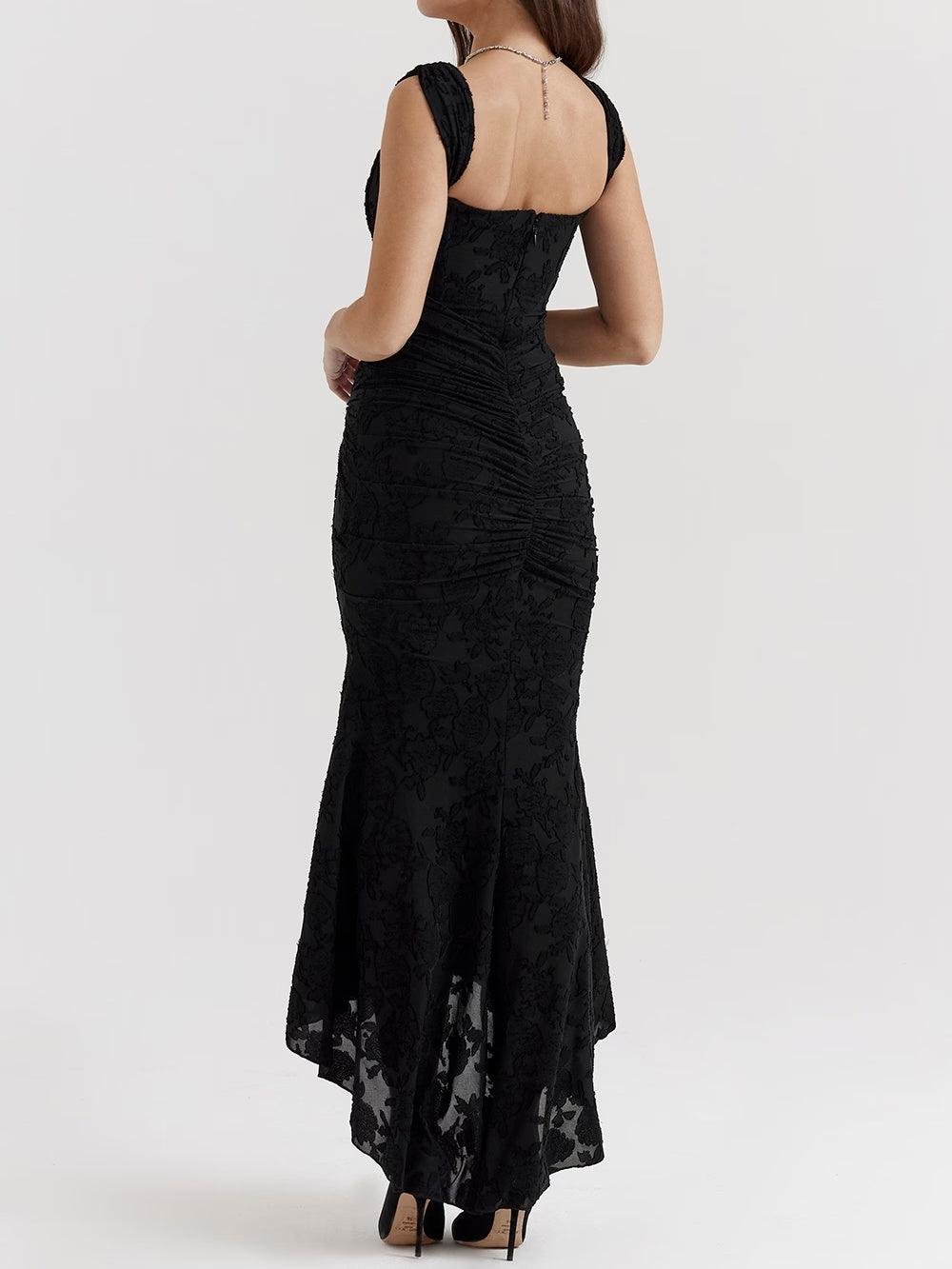 Elegant Mermaid Dress for Women Jacquard Lace Square-Neck