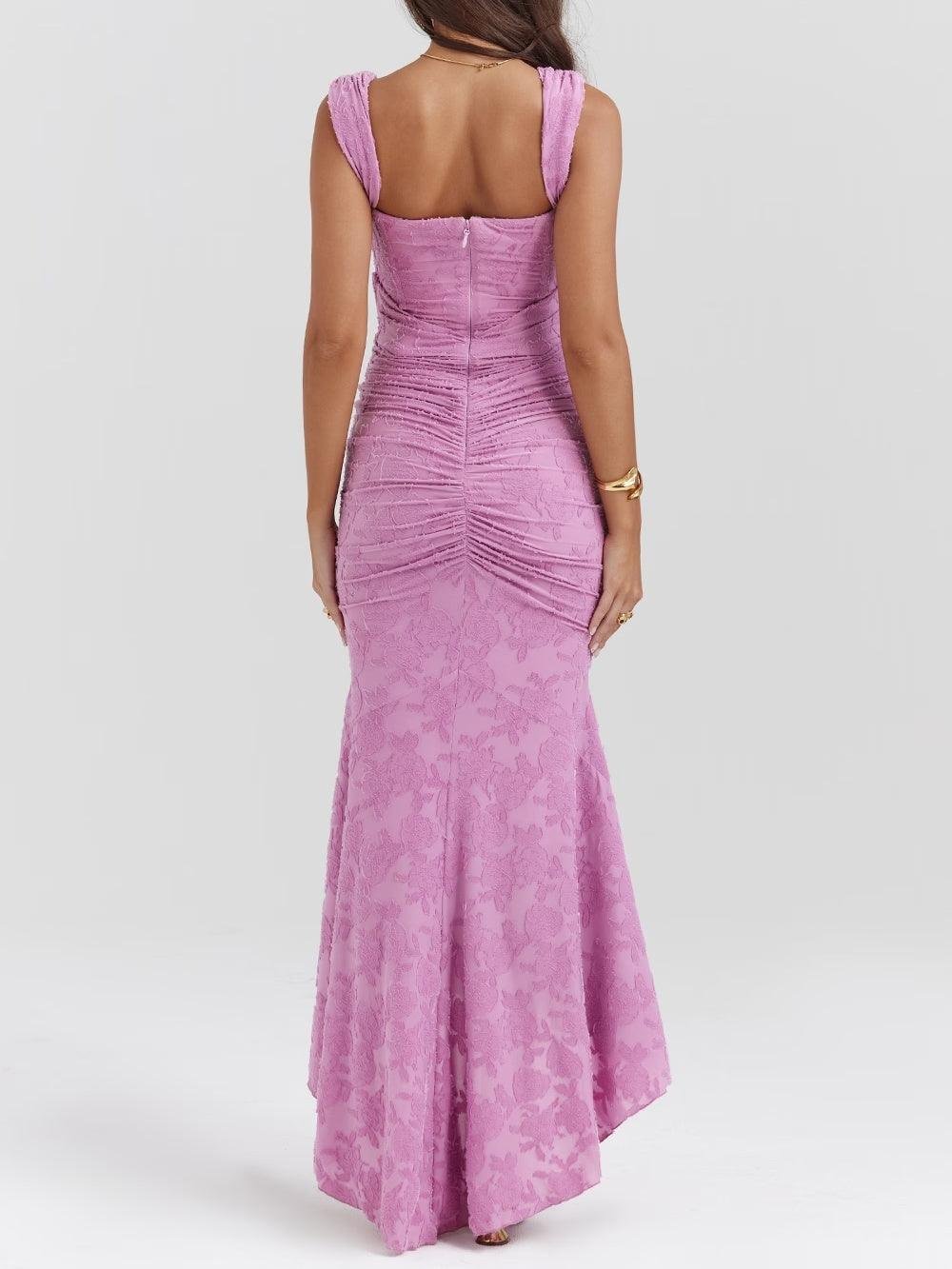 Elegant Mermaid Dress for Women Jacquard Lace Square-Neck
