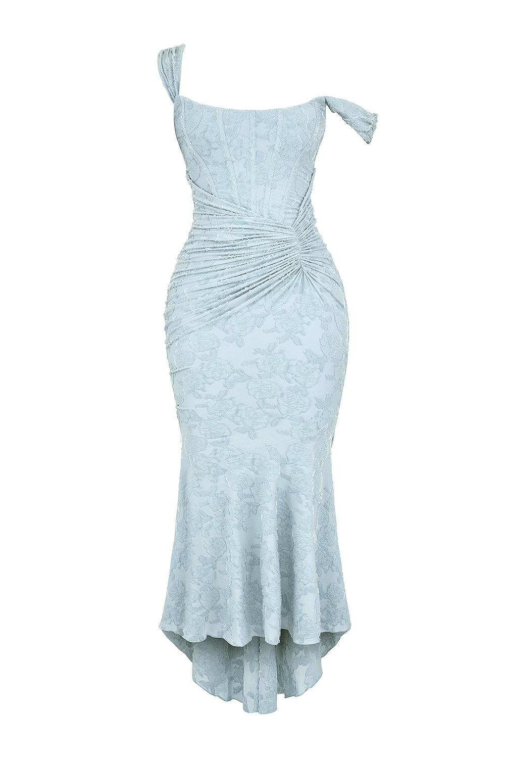 Elegant Mermaid Dress for Women Jacquard Lace Square-Neck