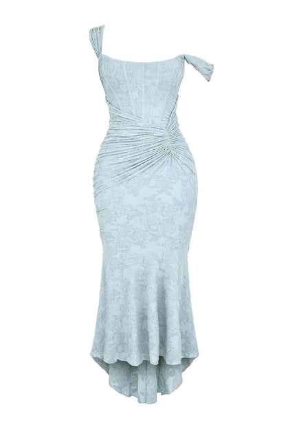 Elegant Mermaid Dress for Women Jacquard Lace Square-Neck