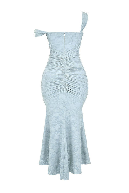 Elegant Mermaid Dress for Women Jacquard Lace Square-Neck