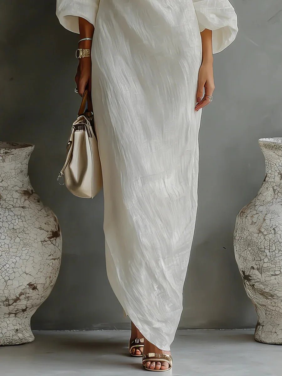 Effortless Linen Maxi Dress for Women One-Shoulder Asymmetrical