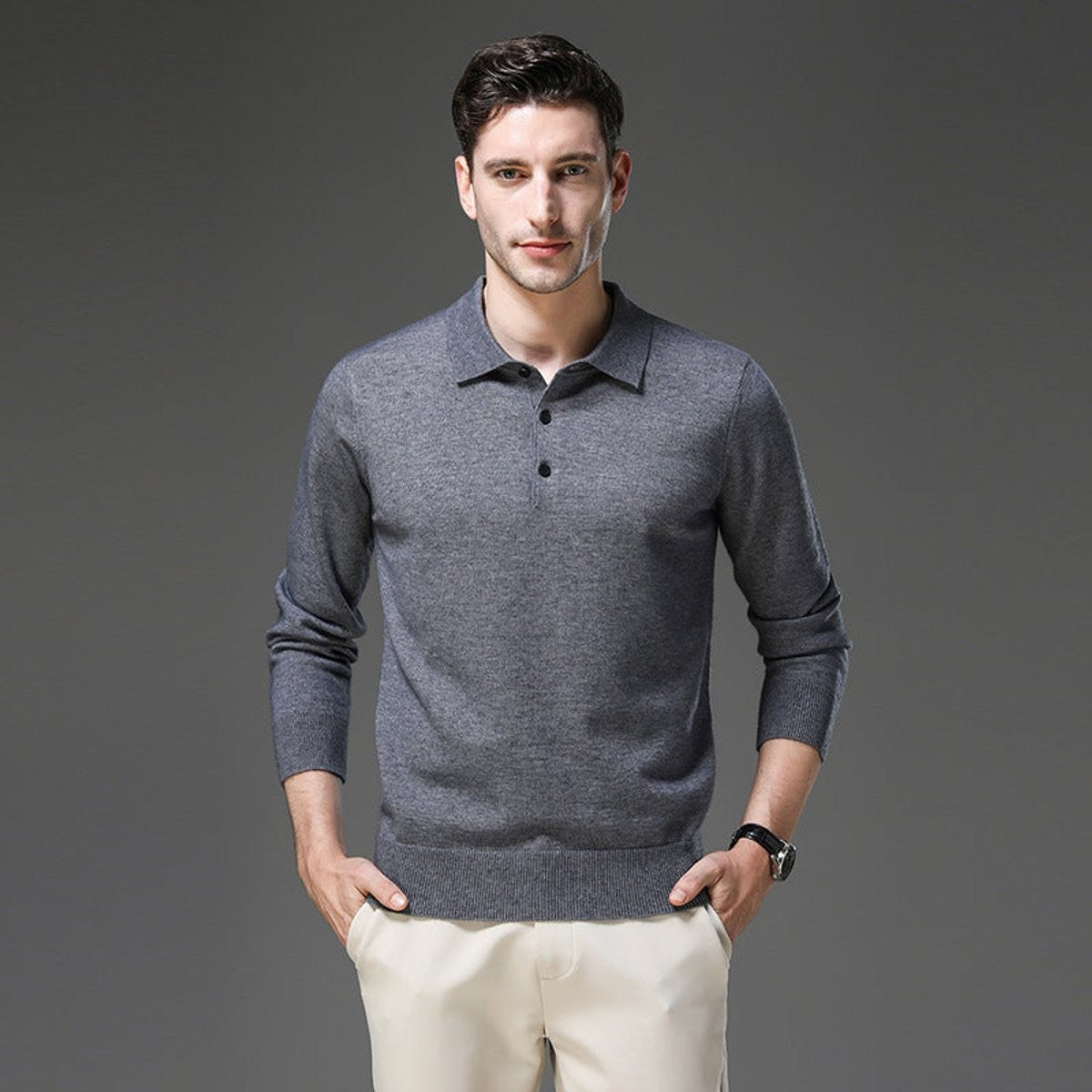 polo-pullover-herren-kaschmir-knopfkragen