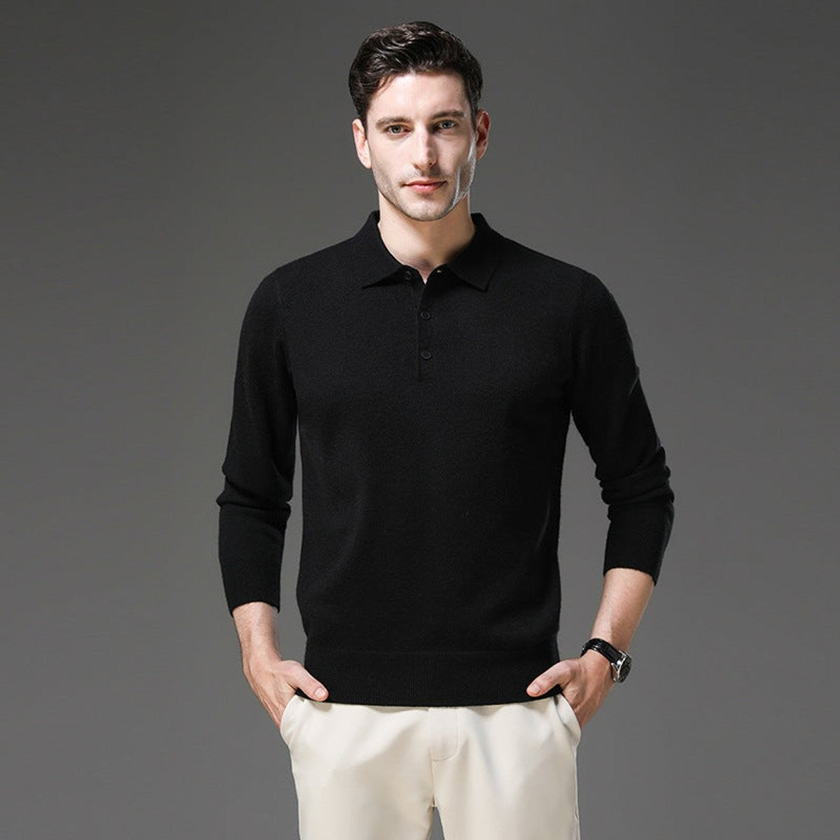 polo-pullover-herren-kaschmir-knopfkragen