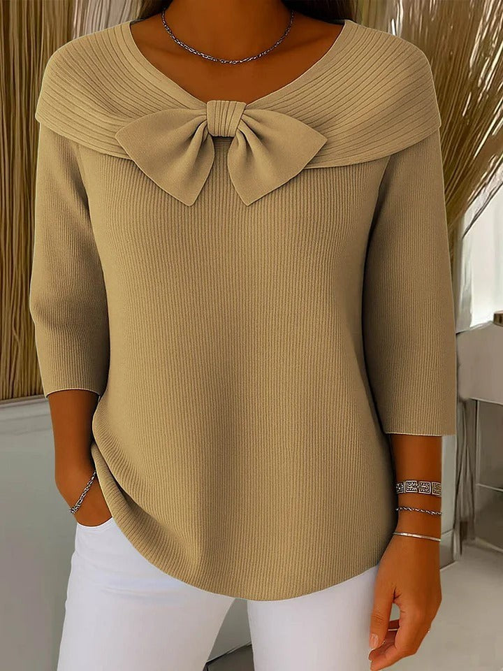 pullover-damen-schleifenkragen-rippstrick