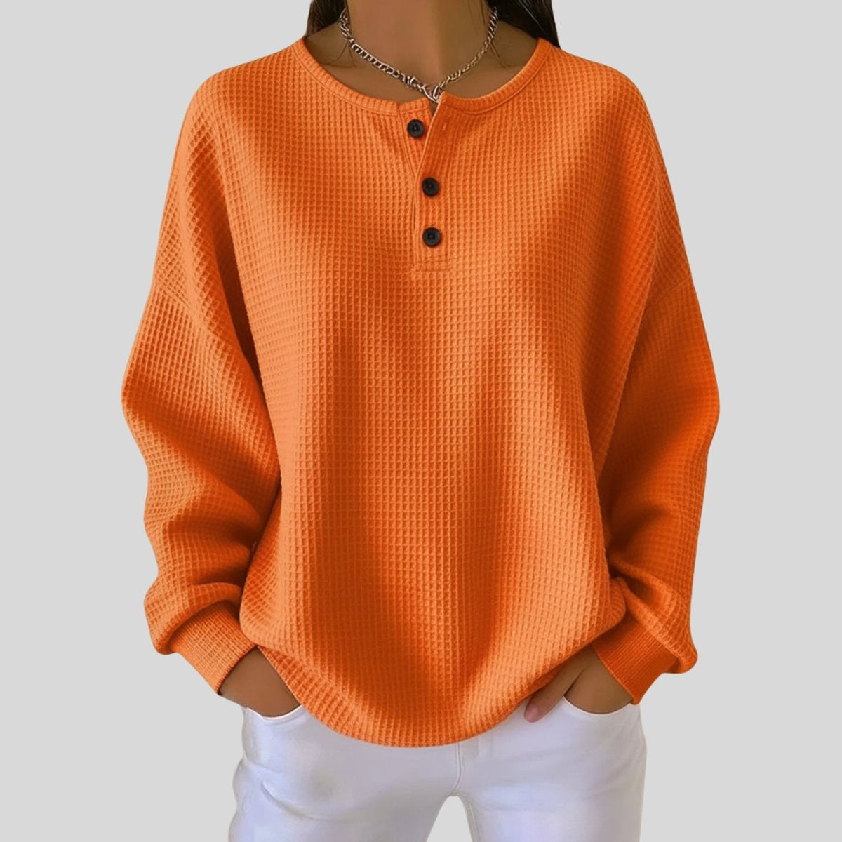 pullover-damen-waffelstrick-henley-oversized