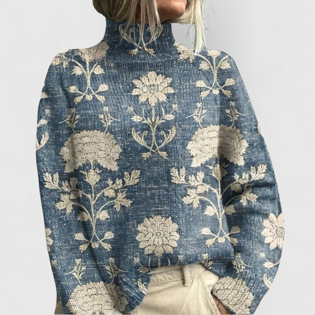 rollkragenpullover-damen-blumenmuster