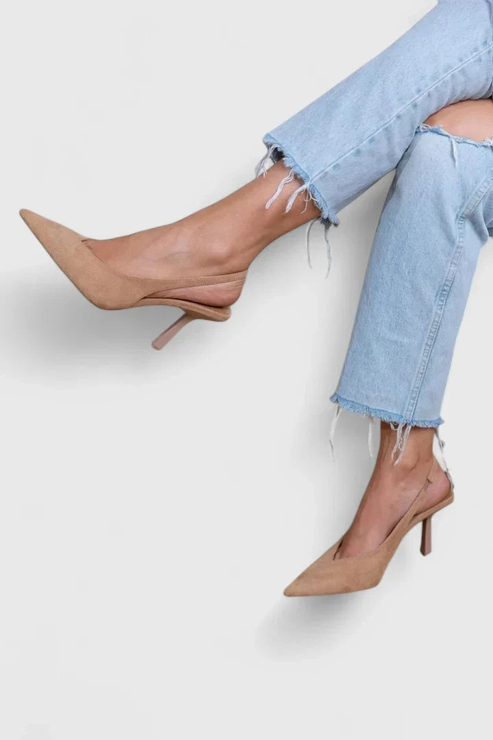Elegant Pumps for Women Slingback Pointed-Toe Kitten-Heel