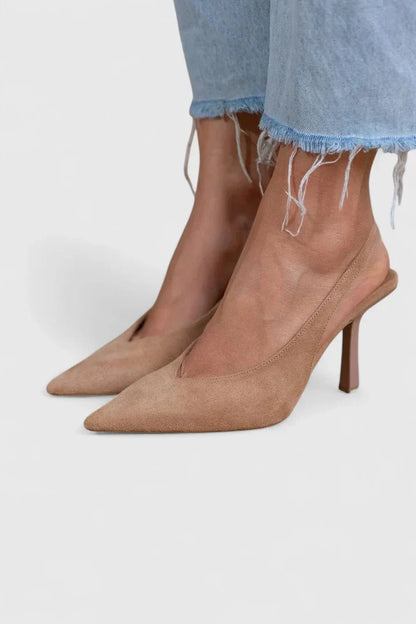Elegant Pumps for Women Slingback Pointed-Toe Kitten-Heel