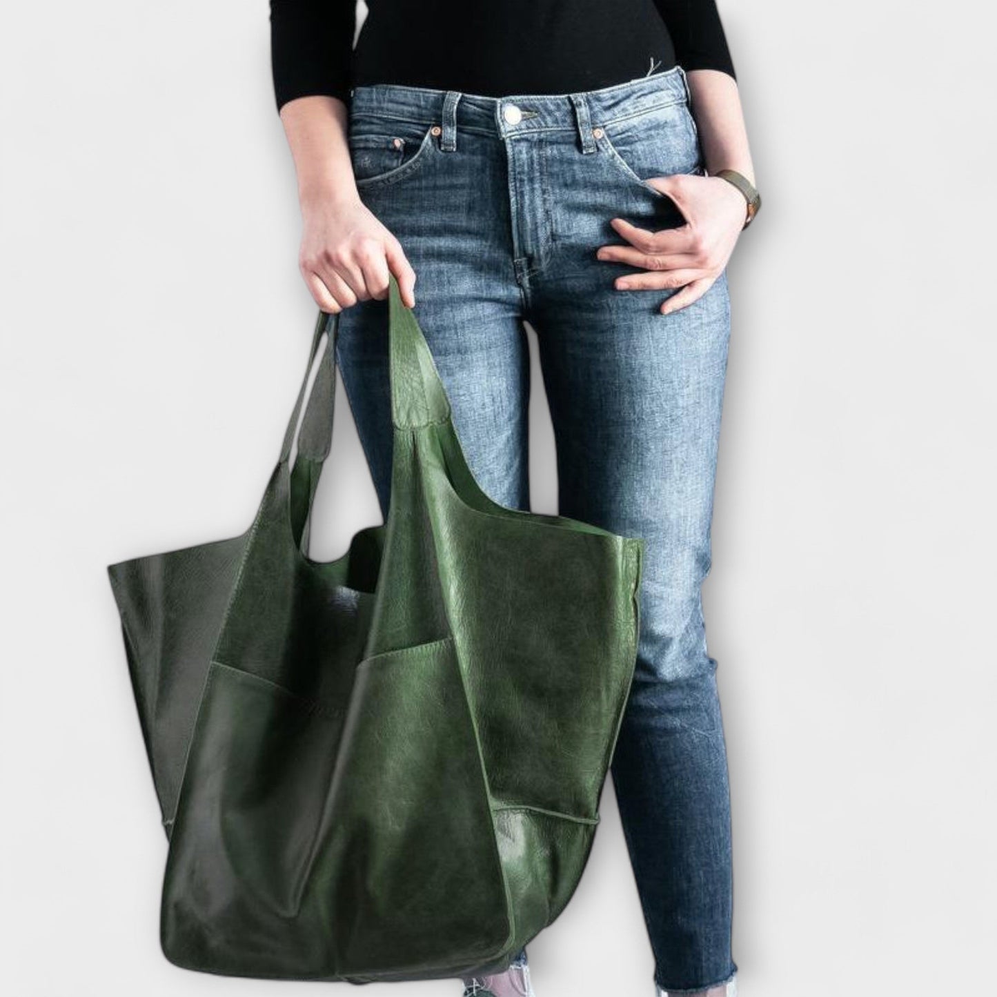 Elegant Oversized Tote Bag for Women Cut-Out-Handle Slouchy
