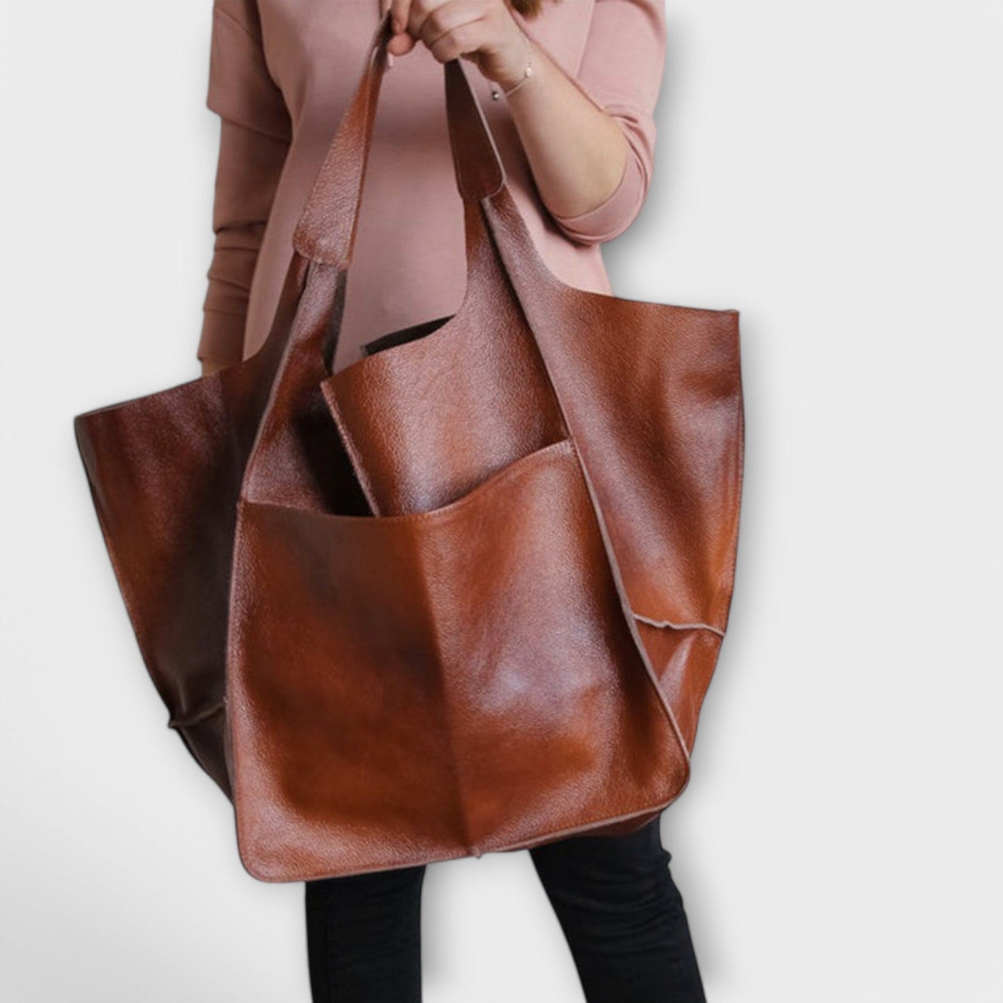 Elegant Oversized Tote Bag for Women Cut-Out-Handle Slouchy