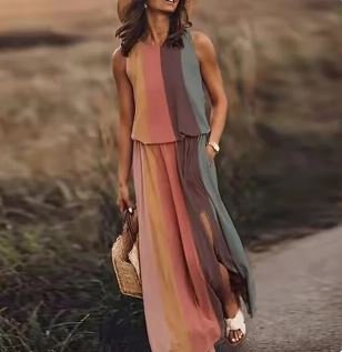 Effortless Maxi Dress for Women Sleeveless Floral-Print