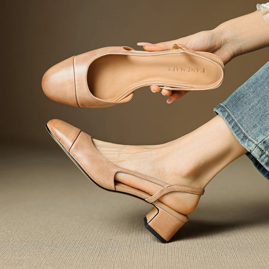Stylish Slingback Pumps for Women Almond-Toe Block-Heel