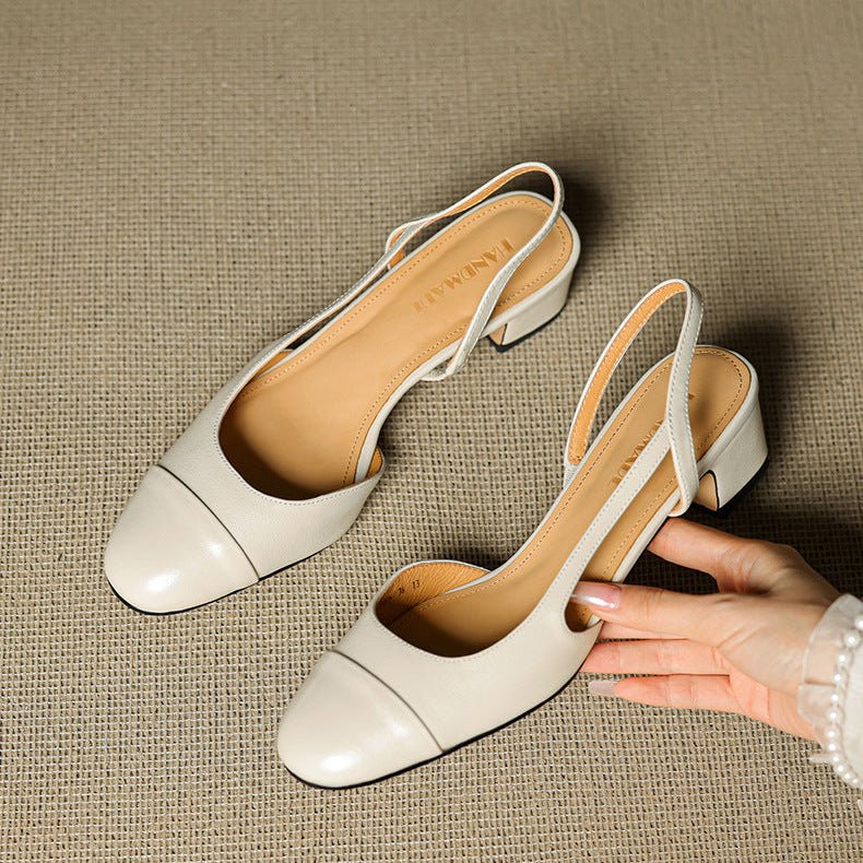 Stylish Slingback Pumps for Women Almond-Toe Block-Heel