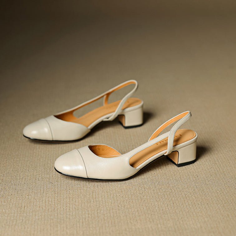 Stylish Slingback Pumps for Women Almond-Toe Block-Heel