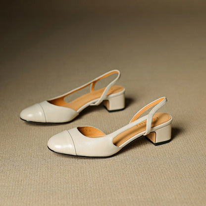 Stylish Slingback Pumps for Women Almond-Toe Block-Heel