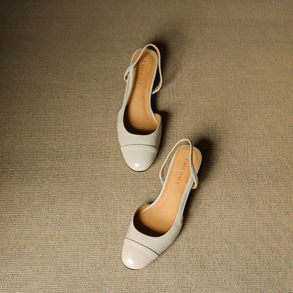 Stylish Slingback Pumps for Women Almond-Toe Block-Heel
