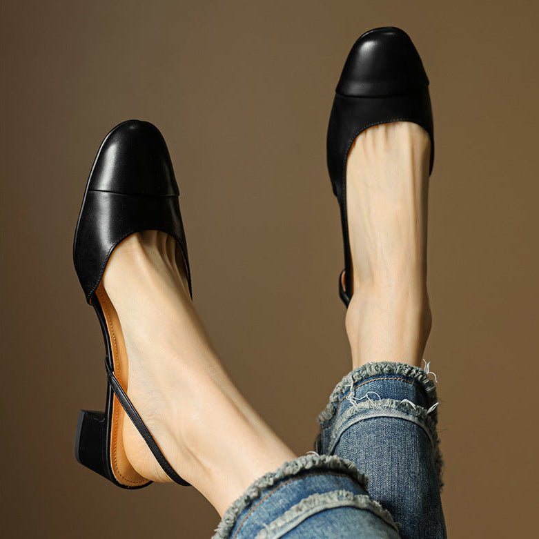 Stylish Slingback Pumps for Women Almond-Toe Block-Heel