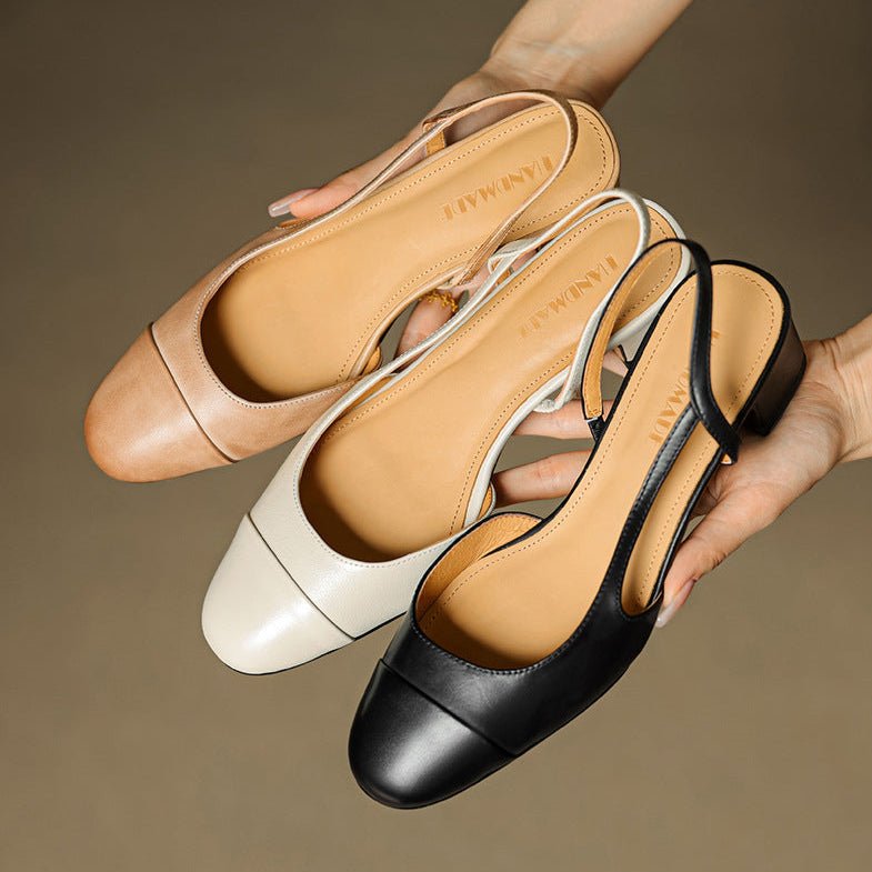 Stylish Slingback Pumps for Women Almond-Toe Block-Heel