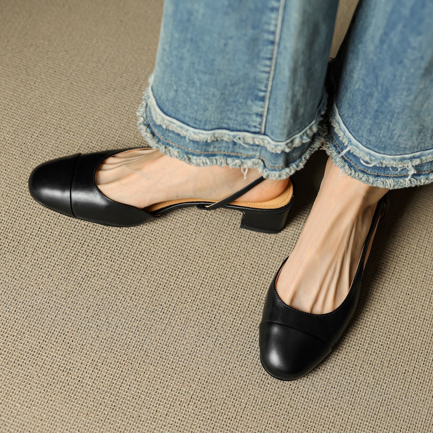 Stylish Slingback Pumps for Women Almond-Toe Block-Heel
