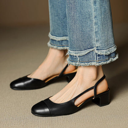 Stylish Slingback Pumps for Women Almond-Toe Block-Heel