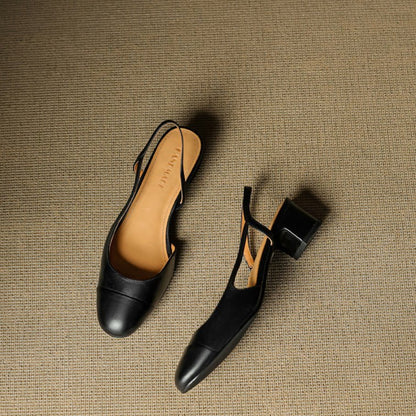 Stylish Slingback Pumps for Women Almond-Toe Block-Heel