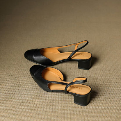 Stylish Slingback Pumps for Women Almond-Toe Block-Heel