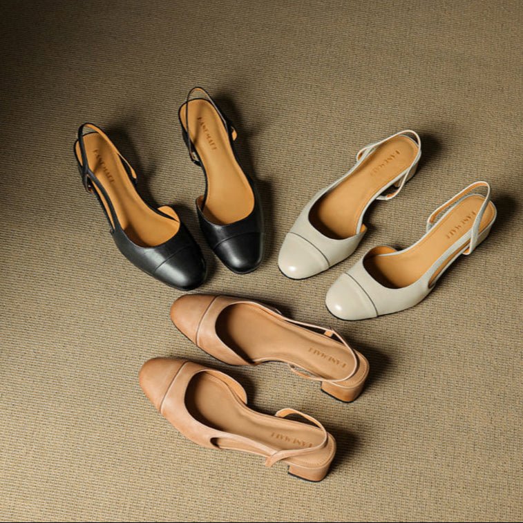 Stylish Slingback Pumps for Women Almond-Toe Block-Heel