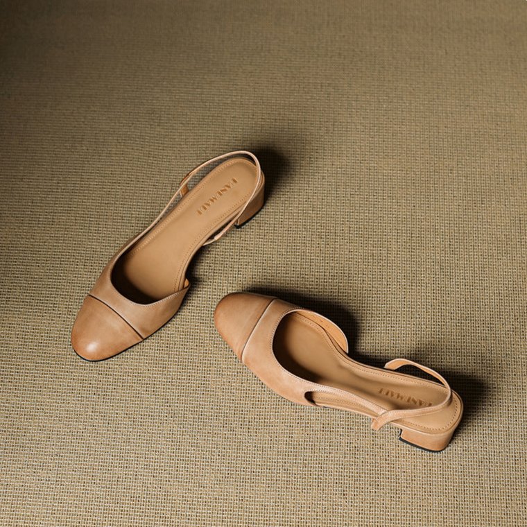 Stylish Slingback Pumps for Women Almond-Toe Block-Heel
