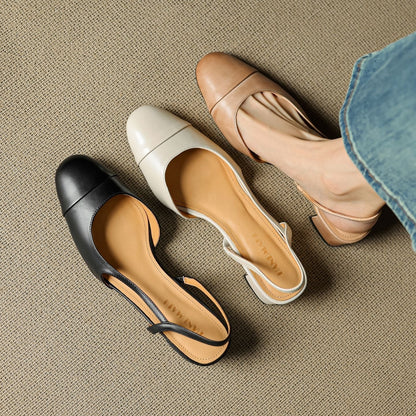 Stylish Slingback Pumps for Women Almond-Toe Block-Heel