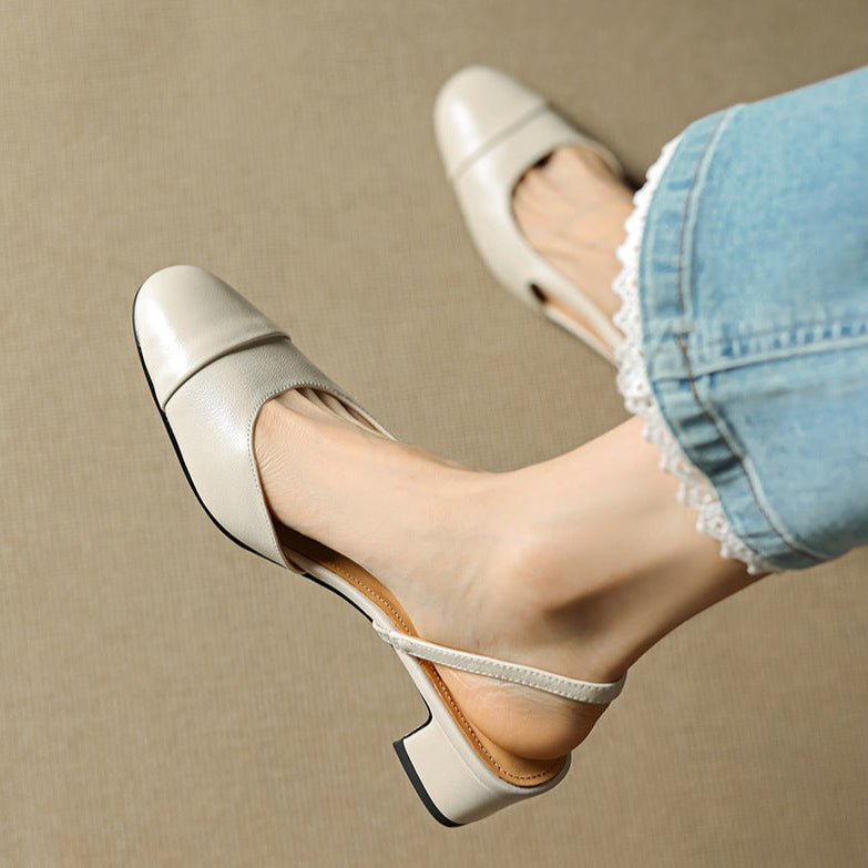 Stylish Slingback Pumps for Women Almond-Toe Block-Heel
