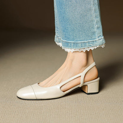 Stylish Slingback Pumps for Women Almond-Toe Block-Heel