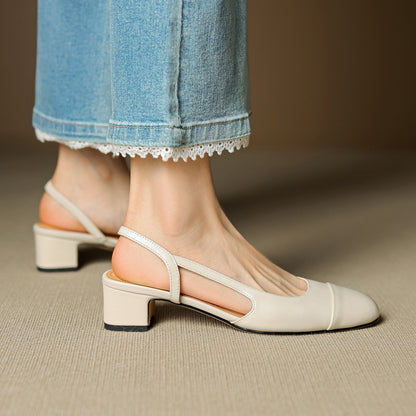 Stylish Slingback Pumps for Women Almond-Toe Block-Heel